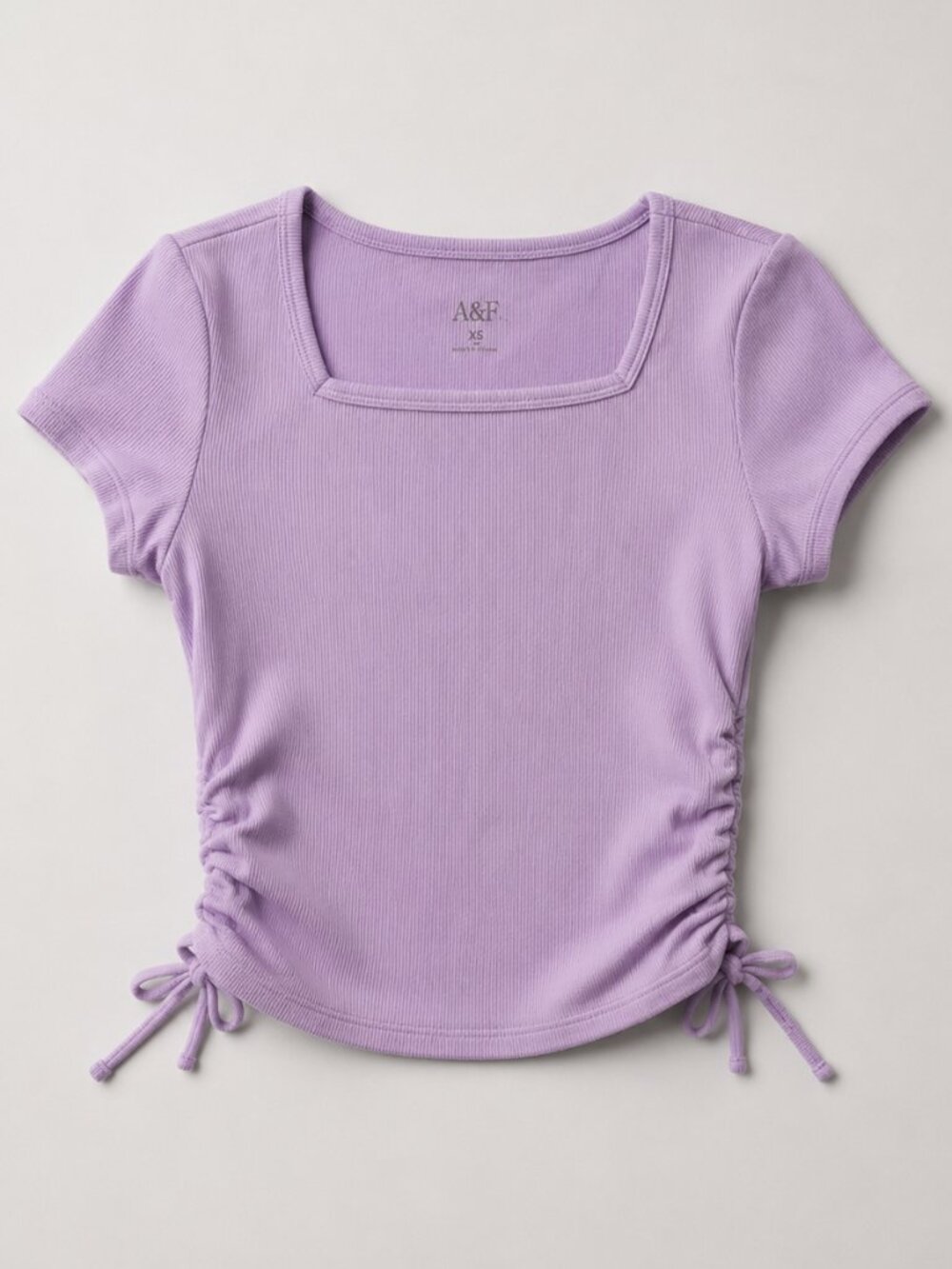 Justice Girls Lavender Ribbed Ruched Side Top Tee Shirt Size Small 7/8